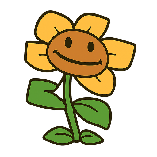 un girasol. No background. Transparent background. Blank background. No shadows. 2d. In-Game asset. flat