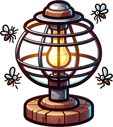 mosquito trap lamp. cartoon..
Single Game Texture. In-Game asset. 2d. Blank background. High contrast. No shadows.