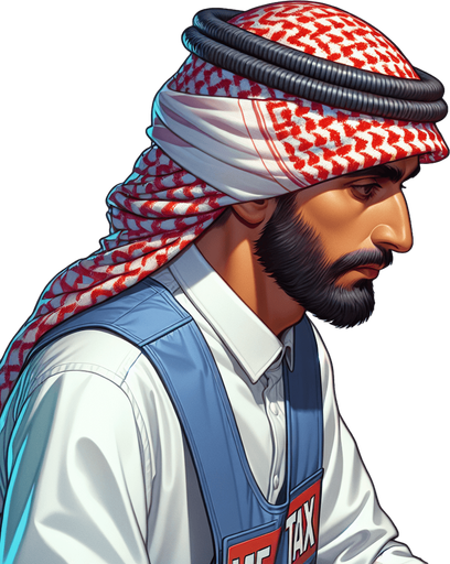 Income tax officer.
Single Game Texture. In-Game asset. 2d. Blank background. High contrast. No shadows.