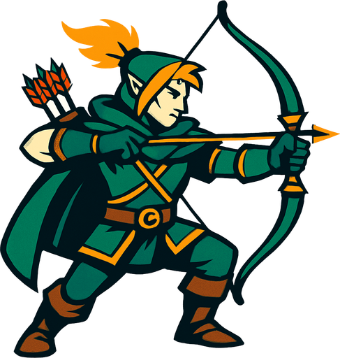 Archer  hero.
In-Game asset.  2d.  High contrast.  No shadows