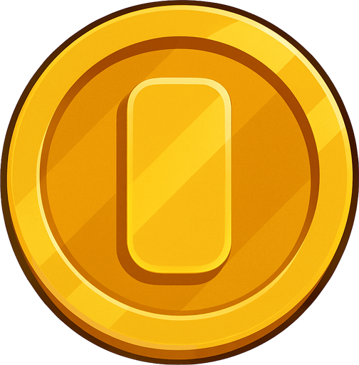 Gold coin up view tranparent.
In-Game asset.  2d.  High contrast.  No shadows no text