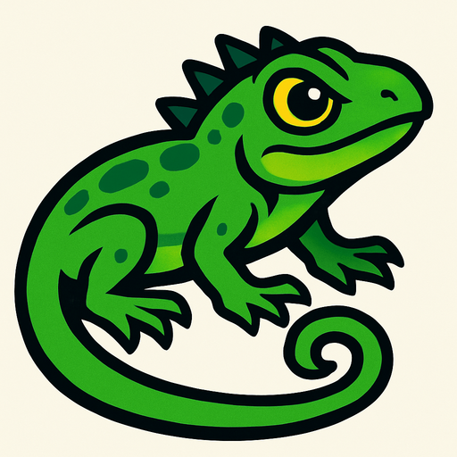 Green lizard.
In-Game asset.  2d.  High contrast.  No shadows