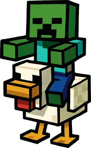 minecraft chiken jokey.
In-Game asset.  2d.  High contrast.  No shadows