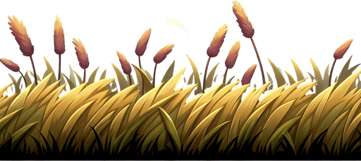 Grass and reeds foreground layer for endless runner.
Single Game Texture. In-Game asset. 2d. Blank background. High contrast. No shadows.