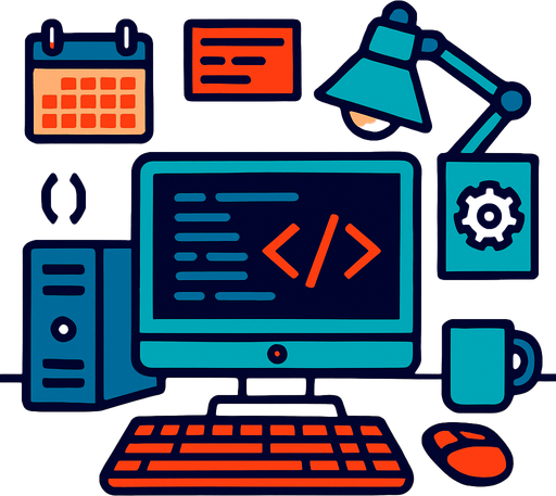 Fond d'écran salle de programmation.
In-Game asset.  2d.  High contrast.  No shadows