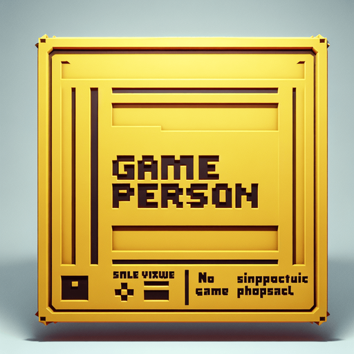 Cast plastic logo "game person" front view no perspective flat yellow, bevel simple..
Single Game Texture. In-Game asset. 2d. Blank background. High contrast. No shadows.