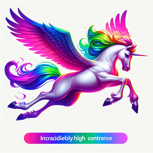 Flying unicorn fullbody sideview.
Single Game Texture. In-Game asset. 2d. Blank background. High contrast. No shadows.