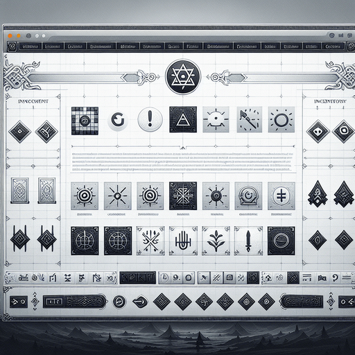 A clean and functional browser UI displaying an illegal hacking website. The page uses a light, minimalist theme with a subtle grey and white color palette to mimic a legitimate site. The main content area features a grid layout of discreetly labeled icons, each representing hacking tools, scripts, or encrypted data for sale, blending in as if it were a professional tech page.

In the top-left corner, a small visual cue, such as an encrypted symbol or a faintly styled link, hints at the site's true purpose without drawing too much attention. The interface is designed to look deceptively ordinary, with clean lines, clear fonts, and minimal decorative elements, giving the appearance of a legitimate web application while concealing its illicit nature.
Single Game Texture. In-Game asset. 2d. Blank background. High contrast. No shadows.