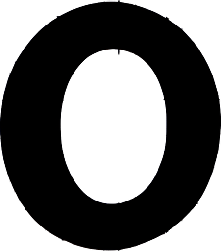 the letter o.
Single Game Texture. In-Game asset. 2d. Blank background. High contrast. No shadows.