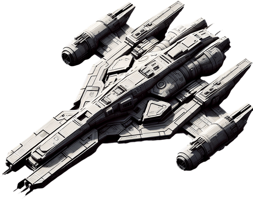 Spaceship.
Single Game Texture.  In-Game asset.  2d.  Blank background.  High contrast.  No shadows