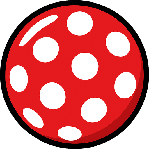 Red boll with dots.
In-Game asset.  2d.  High contrast.  No shadows