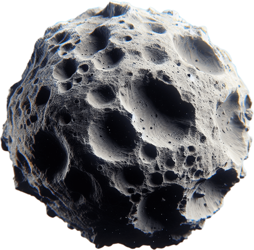 Asteroid.
Single Game Texture.  In-Game asset.  2d.  Blank background.  High contrast.  No shadows
