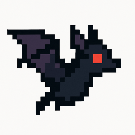 Make a 8-bit looking left side bat.
In-Game asset.  2d.  High contrast.  No shadows