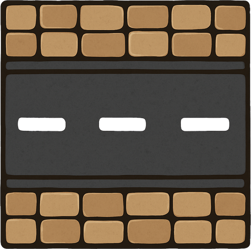 street tile on top viewing with street way horizontal.
In-Game asset.  2d.  High contrast.  No shadows