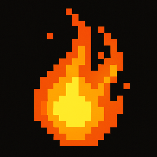 pixel fireball.
In-Game asset.  2d.  High contrast.  No shadows