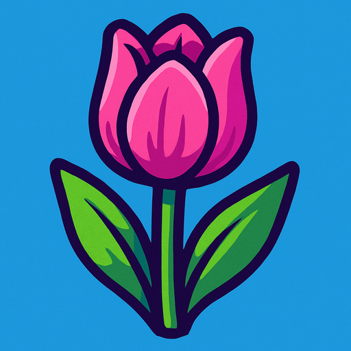 Pink tulip.
In-Game asset.  2d.  High contrast.  No shadows