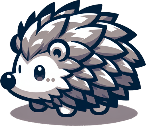 a hedgehog.
Single Game Texture. In-Game asset. 2d. Blank background. High contrast. No shadows.