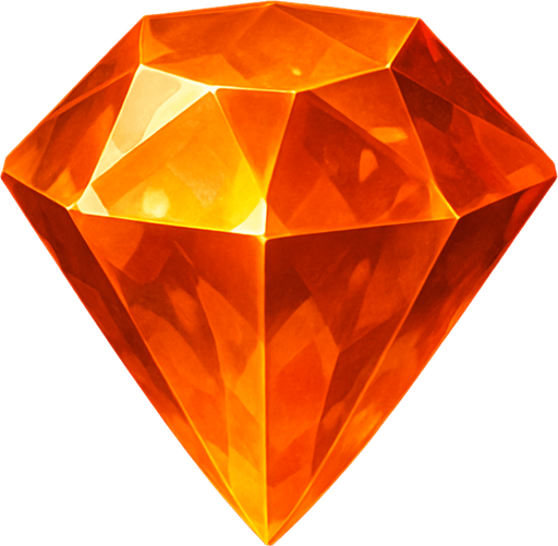 make a orange gem realistic.
In-Game asset.  2d.  High contrast.  No shadows