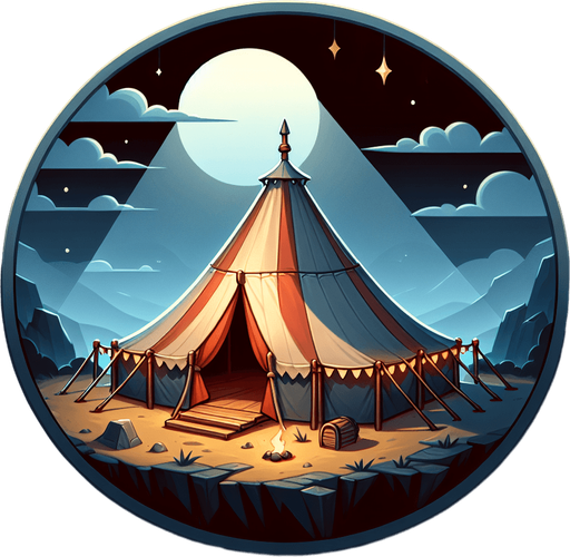 camptent
Single Game Texture.  In-Game asset.  2d.  Blank background.  High contrast.