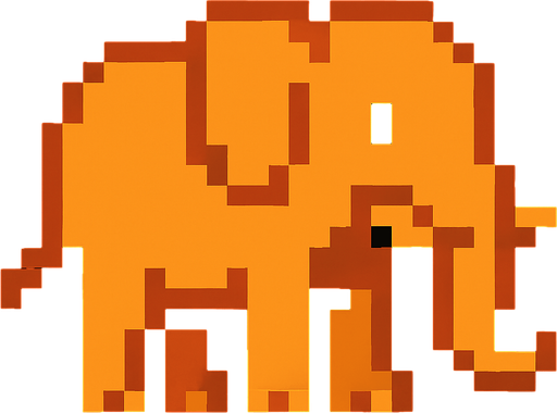 Elephant 8 bit.
In-Game asset.  2d.  High contrast.  No shadows
