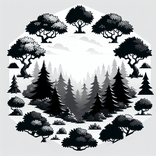 Trees.
Single Game Texture. In-Game asset. 2d. Blank background. High contrast. No shadows.