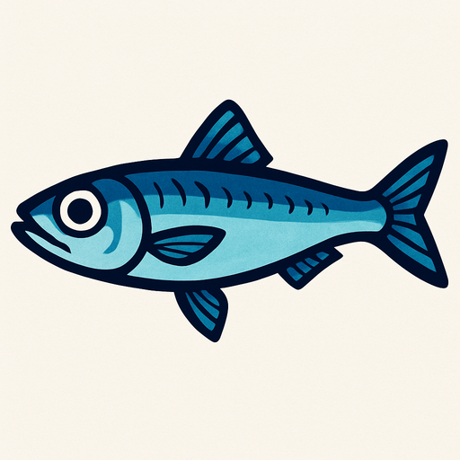 A blueish Anchovy.
In-Game asset.  2d.  High contrast.  No shadows