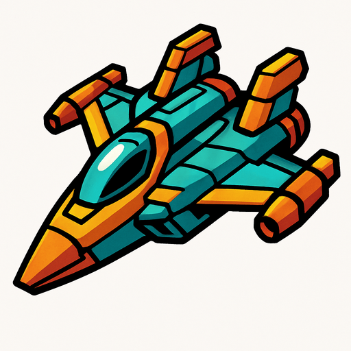 spaceship.
In-Game asset.  2d.  High contrast.  No shadows
