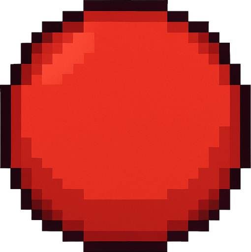 pixel art circle red.
In-Game asset.  2d.  High contrast.  No shadows