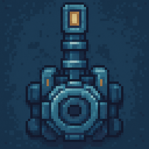 top down sci-fi cannon. pixel art