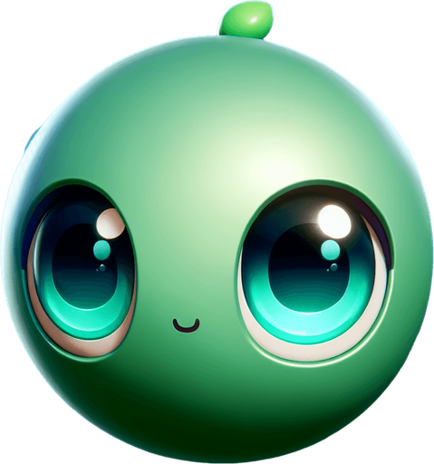 uma bola verde, com olhos azuiis fofos
, fundo png.
Single Game Texture. In-Game asset. 3d. Blank background. High contrast. No shadows.