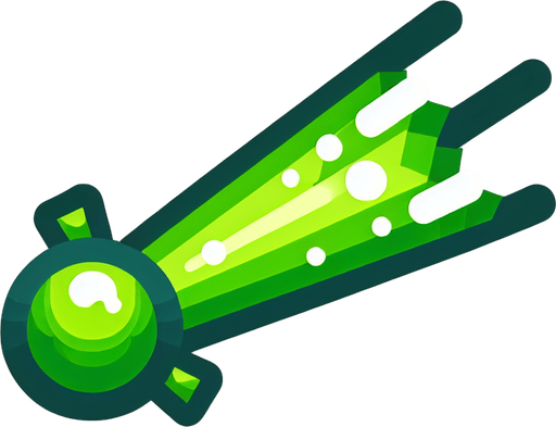 green cartoon laser.
Single Game Texture. In-Game asset. 2d. Blank background. High contrast. No shadows.
