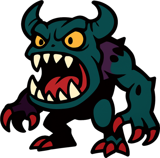 Un mounstro.
In-Game asset.  2d.  High contrast.  No shadows