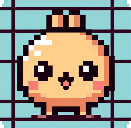A minimalist simple pixel art cute character with a large head. 8 bit, front facing, kawaii, no shadow.
Single Game Texture. In-Game asset. 2d. Blank background. High contrast. No shadows.