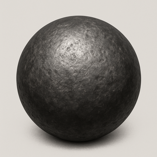 realistic iron ball bullet (sphere).
In-Game asset.  2d.  High contrast.  No shadows
