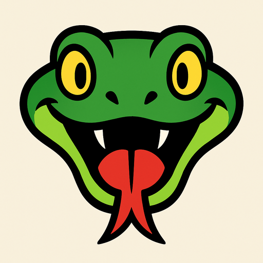 cartoon snake head.
In-Game asset.  2d.  High contrast.  No shadows