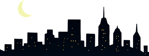 Make this picture with more night sky above the city skyline