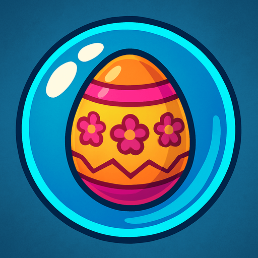 an easten egg in a bubble.
In-Game asset.  2d.  High contrast.  No shadows