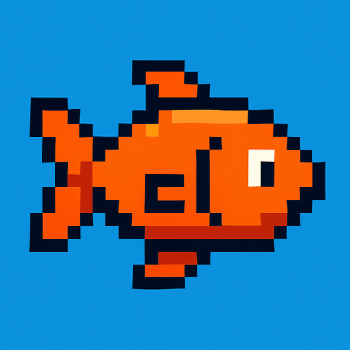 8 bit fish.
In-Game asset.  2d.  High contrast.  No shadows