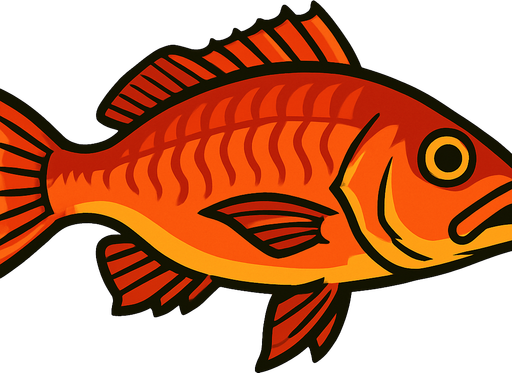 horizontal image Snapper fish.
In-Game asset.  2d.  High contrast.  No shadows