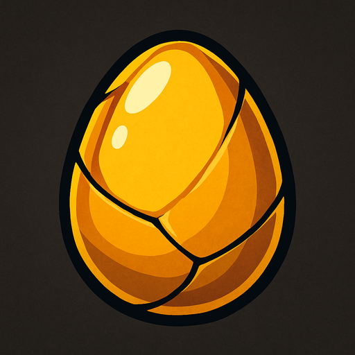 A Golden egg.
In-Game asset.  2d.  High contrast.  No shadows