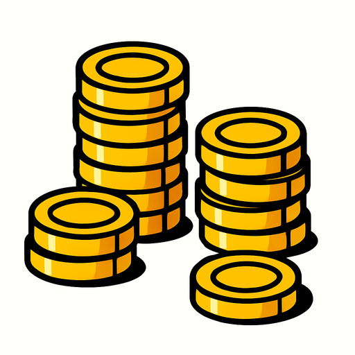 Gold coins.
In-Game asset.  2d.  High contrast.  No shadows