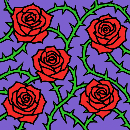 Fond d'écran roses epineuses.
In-Game asset.  2d.  High contrast.  No shadows