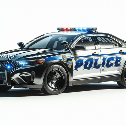 Photorealistic police car. profile view.