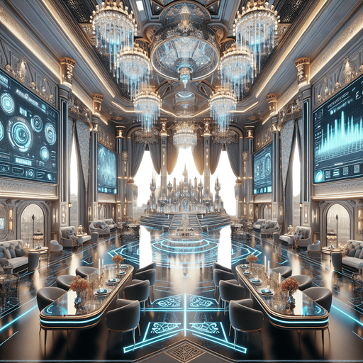 Hall in a luxury futuristic castle