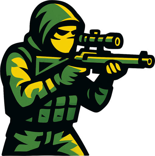 Sniper soilder.
In-Game asset.  2d.  High contrast.  No shadows