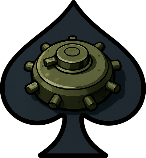 Just the spade from this image with a land mine in the center of it.