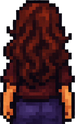 Make different variations this pixel art change clothes, change hairstyle