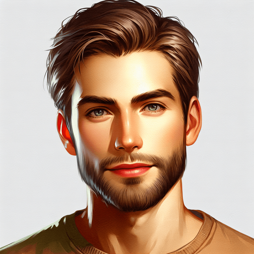 Quadro bonito de um homem bonito.
Single Game Texture. In-Game asset. 2d. Blank background. High contrast. No shadows.