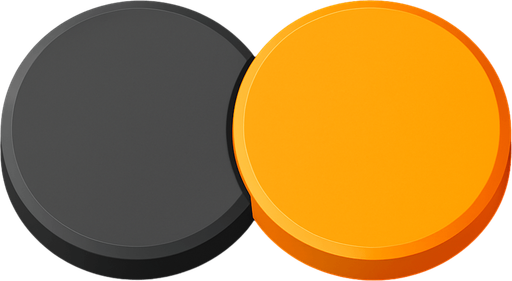 othello game one piece of grey and one piece of orange.
In-Game asset.  High contrast.  No shadows. 3D