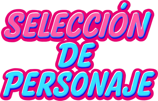 letras que dicen seleccion de personaje con un color rosa y un color celeste y con contorno azul y rosa cursiva.
In-Game asset.  2d.  High contrast.  No shadows